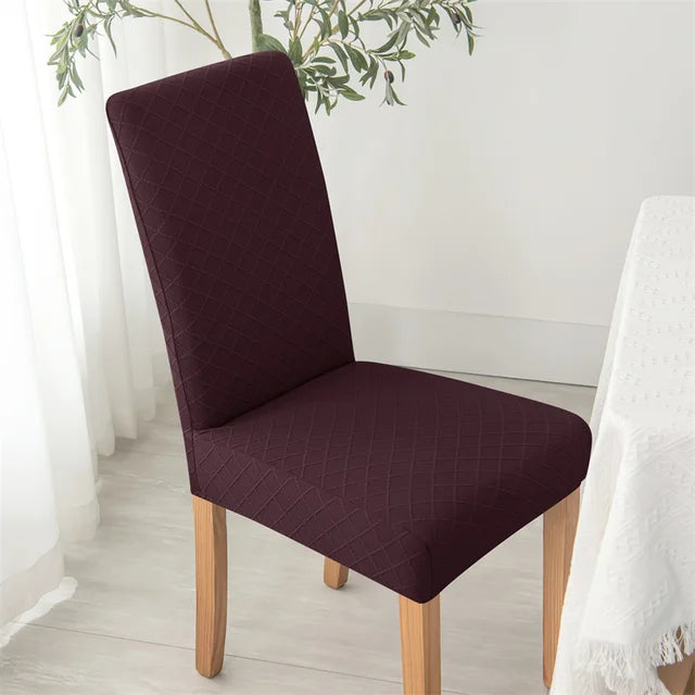 Housse de chaise effet tricot Ludivine de couleur marron