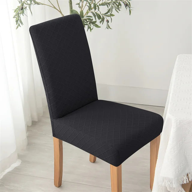 Housse de chaise effet tricot Ludivine de couleur noir