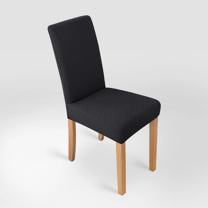 Housse de chaise effet tricot Ludivine de couleur noir