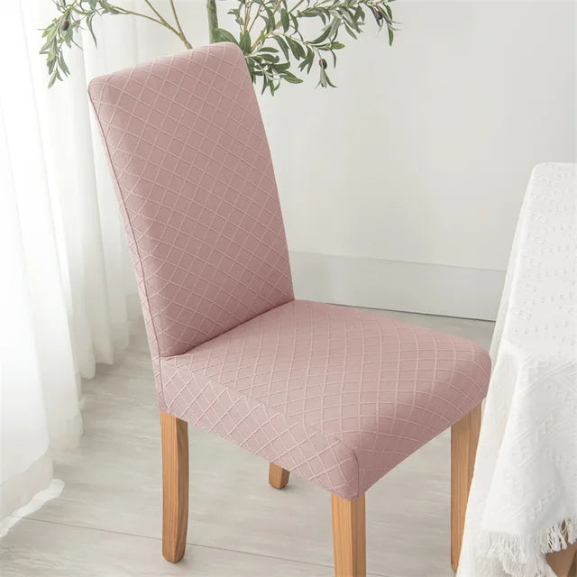 Housse de chaise effet tricot Ludivine de couleur rose clair