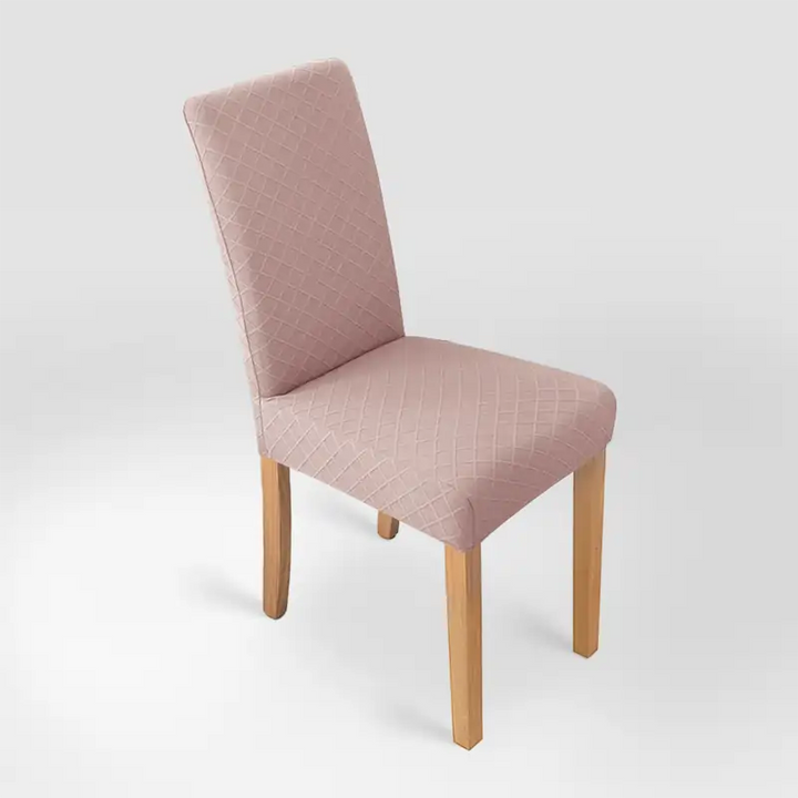 Housse de chaise effet tricot Ludivine de couleur rose clair