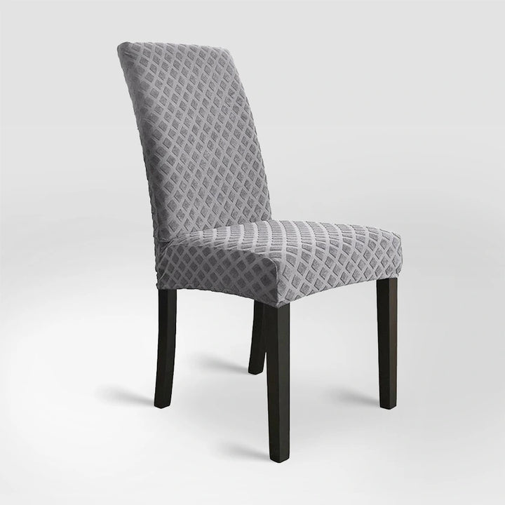 Housse de chaise en jacquard à carreaux imperméable Estelle de couleur gris clair