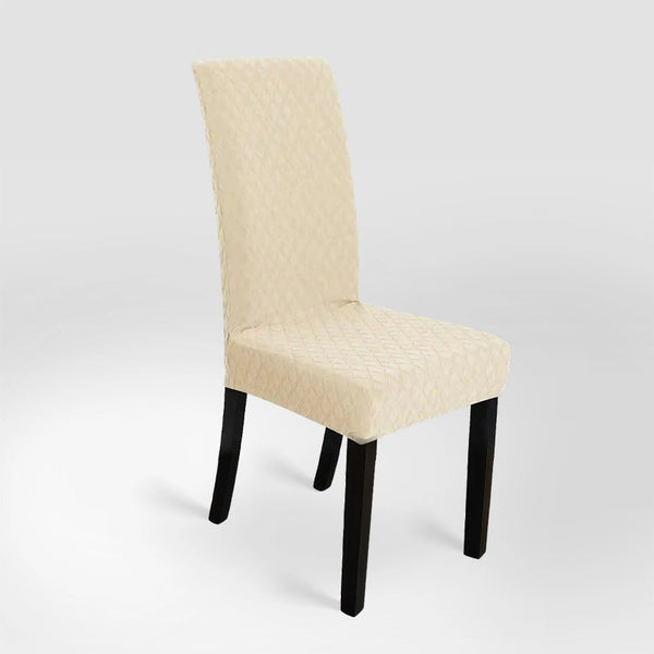 Housse de chaise en jacquard à carreaux imperméable Estelle de couleur crème