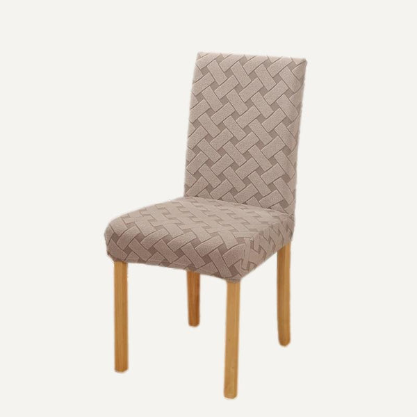 Housse de chaise en jacquard à carreaux Virginia de couleur taupe