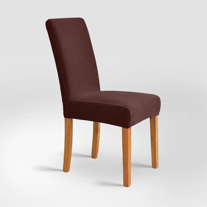 Housse de chaise en jacquard Carolina de couleur café foncé