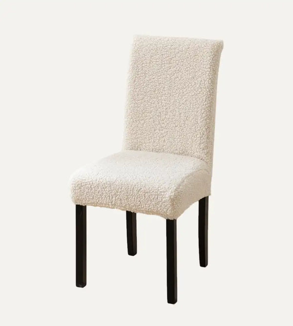 Housse de chaise en polaire Cyrielle blanc sur fond beige