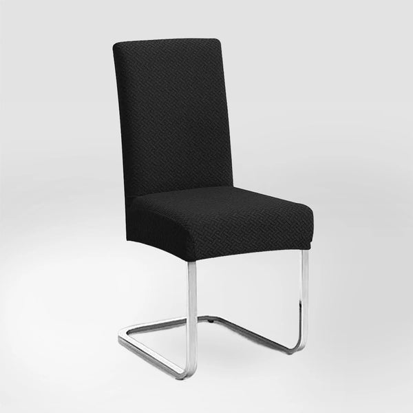 Housse de chaise en jacquard effet tressé Diana de couleur noir