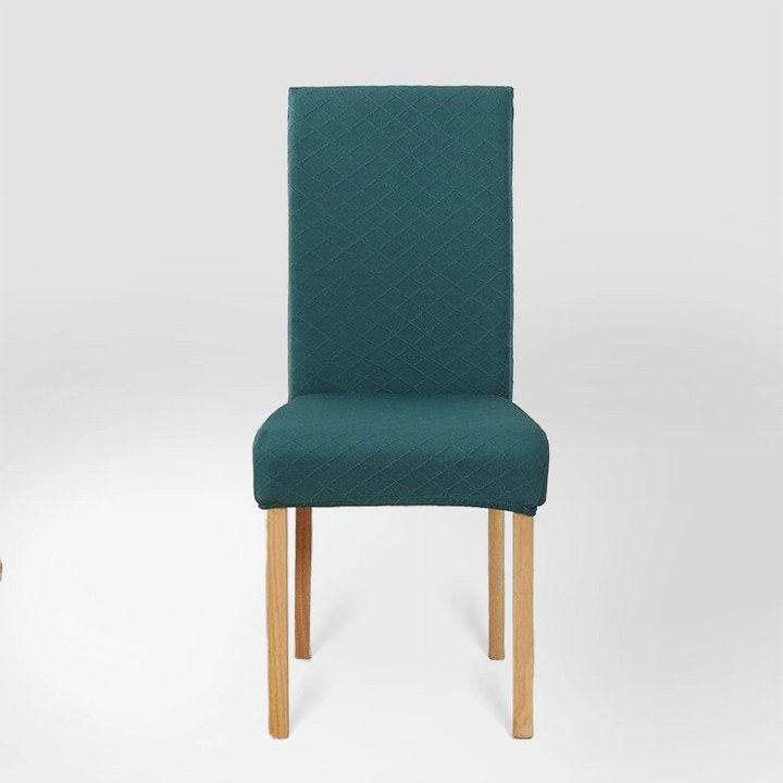 Housse de chaise effet tricot Ludivine de couleur bleu canard