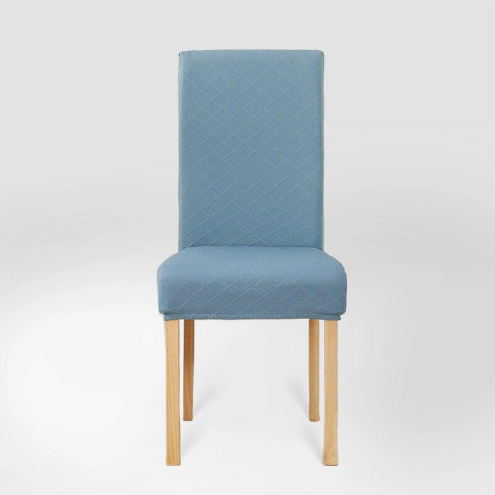 Housse de chaise effet tricot Ludivine de couleur bleu