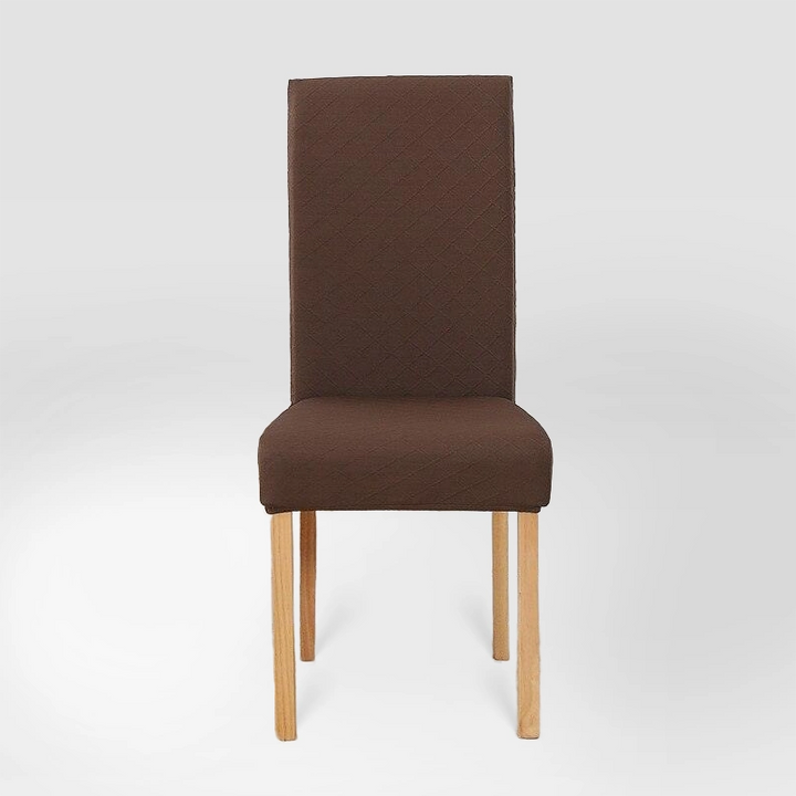 Housse de chaise effet tricot Ludivine de couleur brun