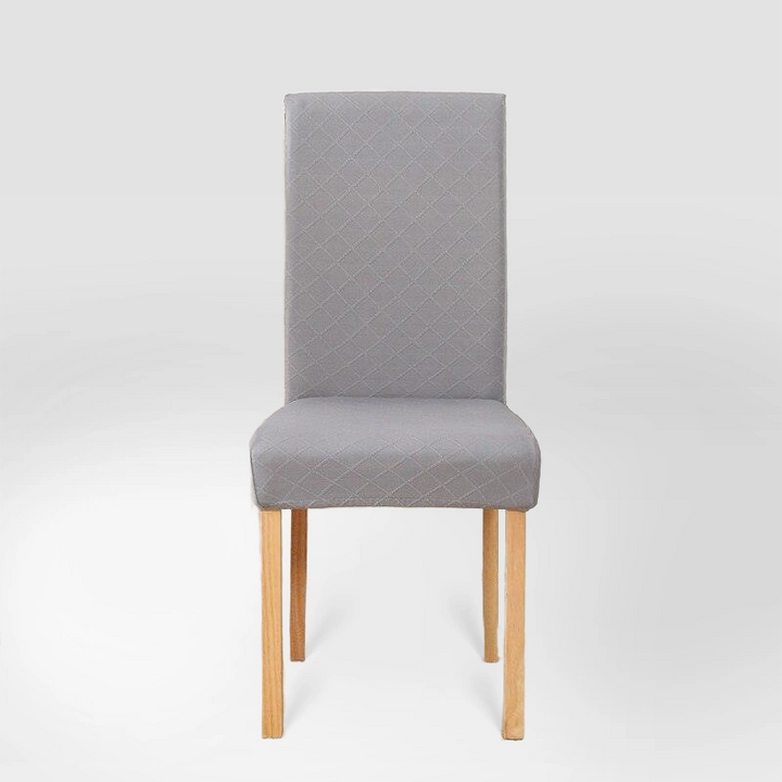 Housse de chaise effet tricot Ludivine de couleur gris clair