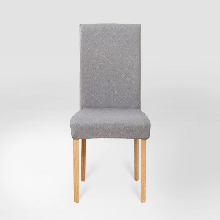 Housse de chaise effet tricot Ludivine de couleur gris clair
