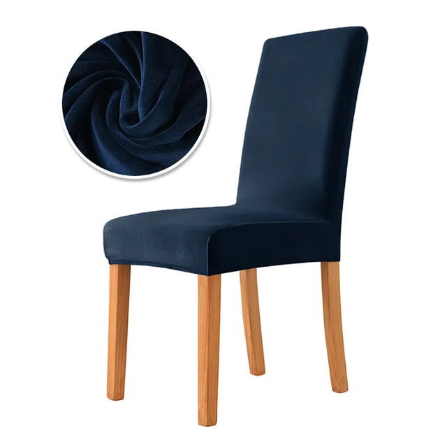 Housse de chaise en velours Mira de couleur bleu marine