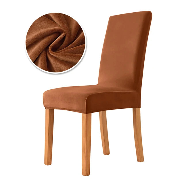 Housse de chaise en velours Mira de couleur brun