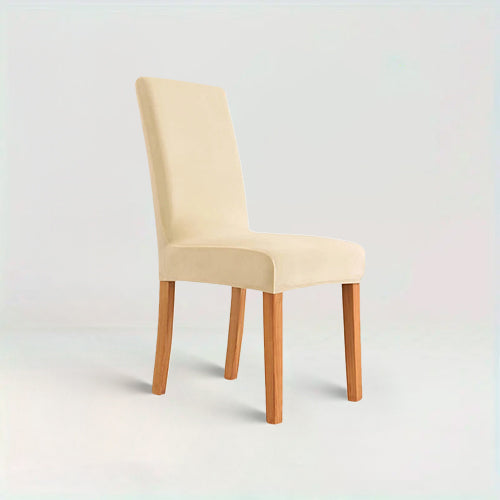 Housse de chaise en velours - Mira de couleur crème sur fond beige