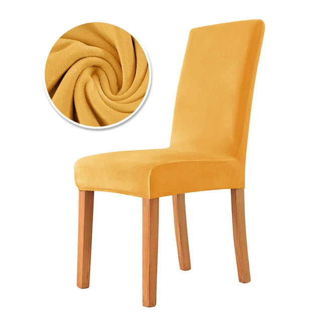 Housse de chaise en velours Mira de couleur jaune