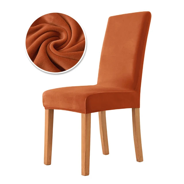 Housse de chaise en velours Mira de couleur orange