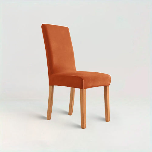 Housse de chaise en velours - Mira de couleur orange sur fond beige