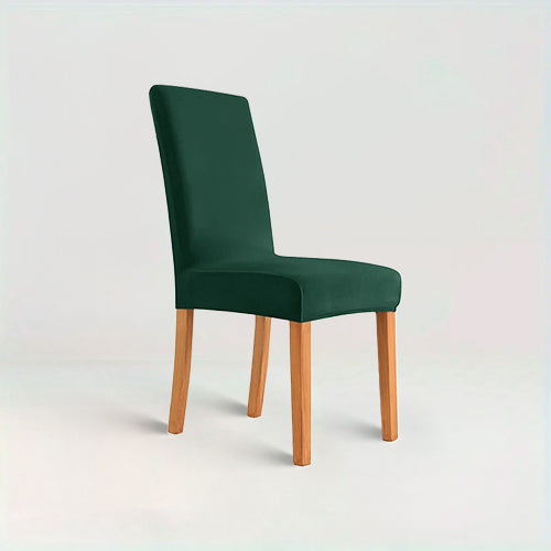 Housse de chaise en velours - Mira de couleur vert sur fond beige