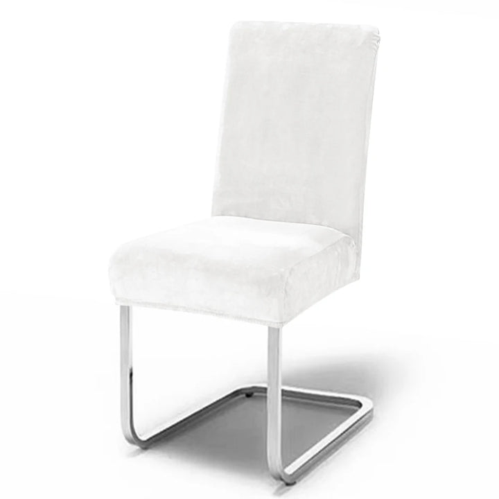 Housse de chaise en velours Silvia de couleur blanc