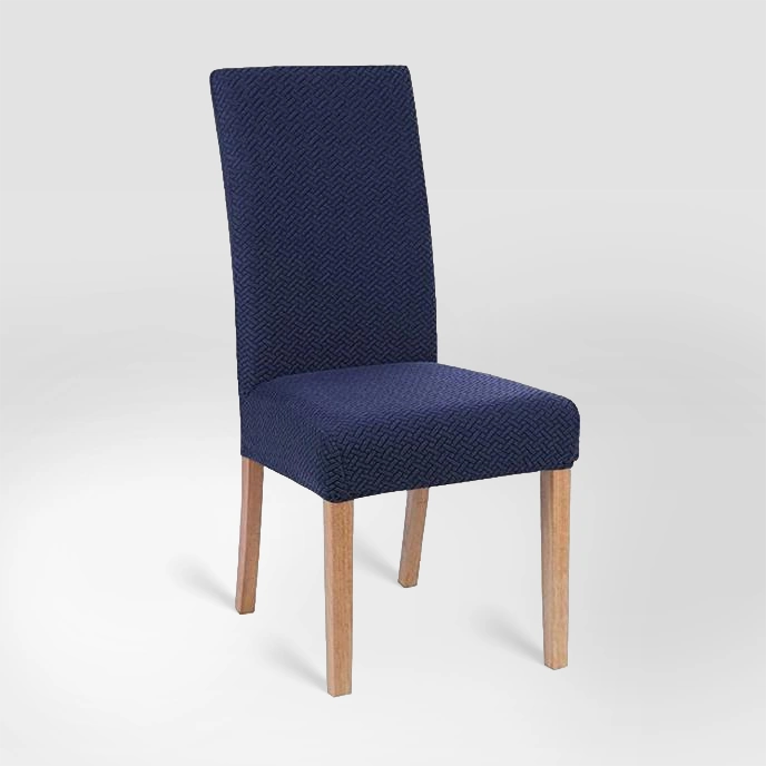 Housse de chaise en jacquard effet tressé Mélanie de couleur bleu marine