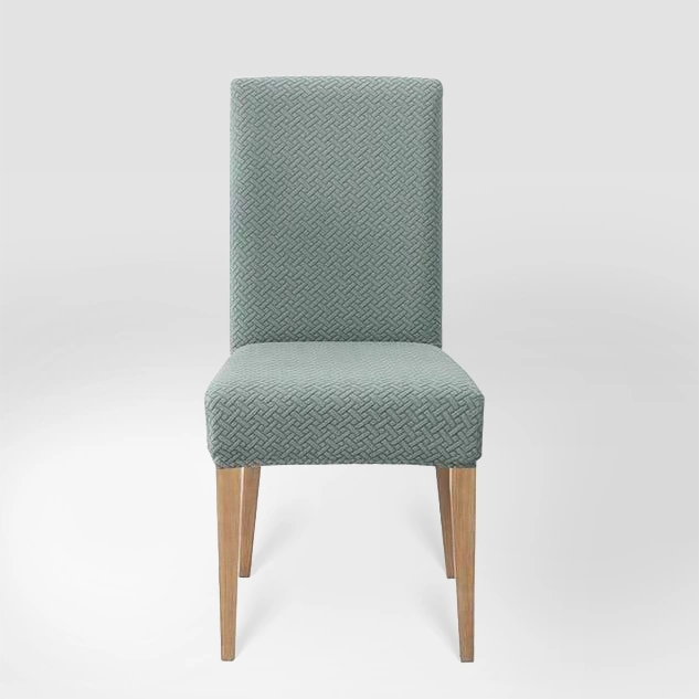 Housse de chaise en jacquard effet tressé Mélanie de couleur vert clair