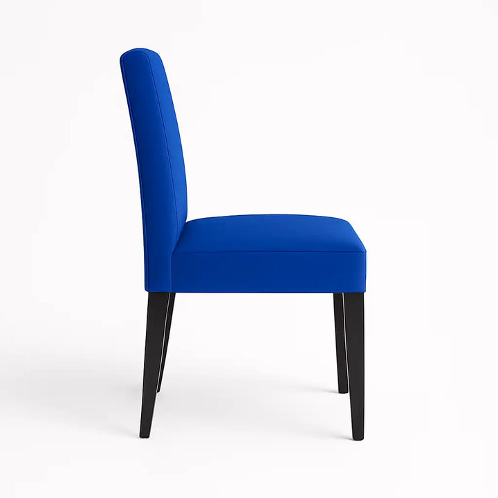 Housse de chaise Lola de couleur bleu vue de profil