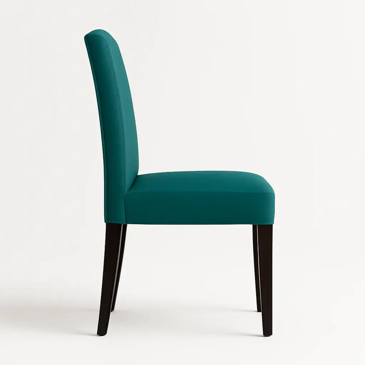 Housse de chaise Lola de couleur bleu canard vue de profil