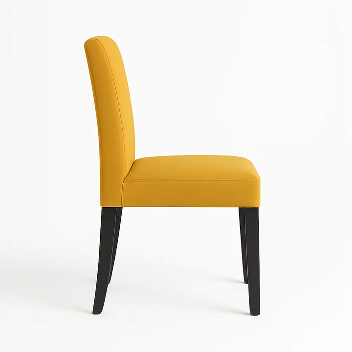 Housse de chaise Lola de couleur moutard vue de profil