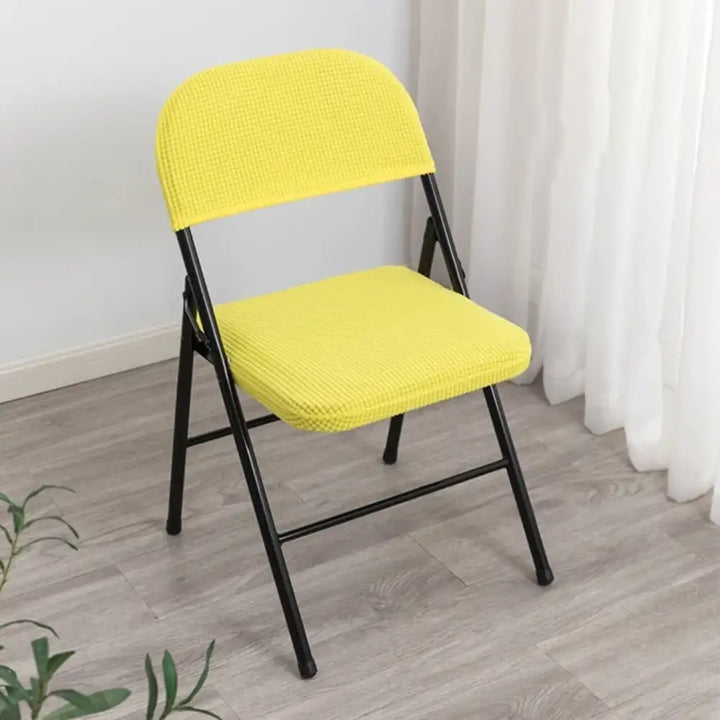 Housse de chaise pliable en jacquard Clarisse de couleur jaune