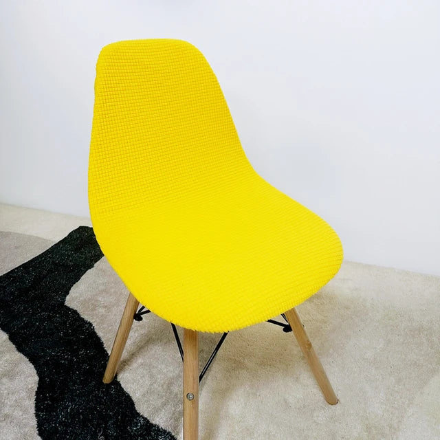 Housse de chaise scandinave en Jacquard Justine de couleur jaune