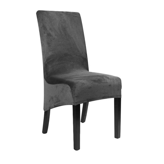 Housse de chaise XL en velours de couleur gris foncé