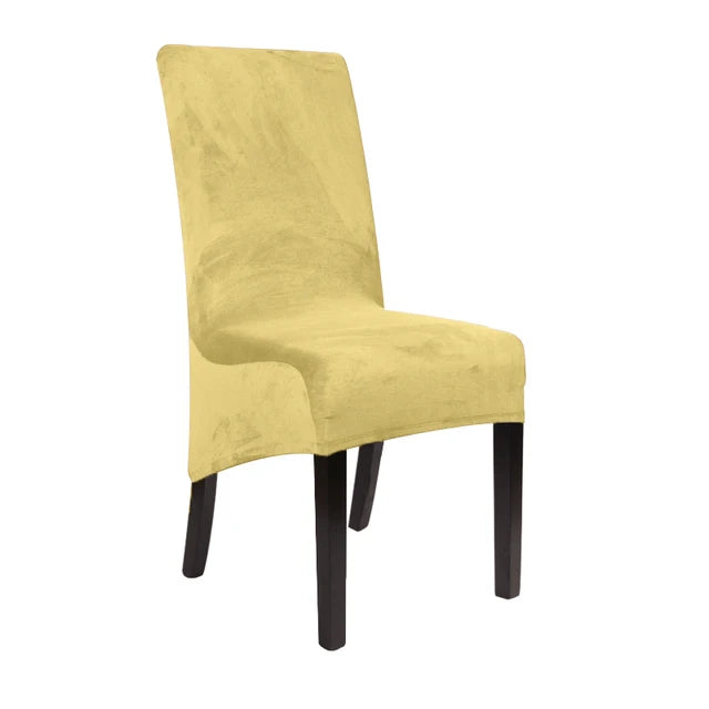 Housse de chaise XL en velours Mila de couleur jaune clair