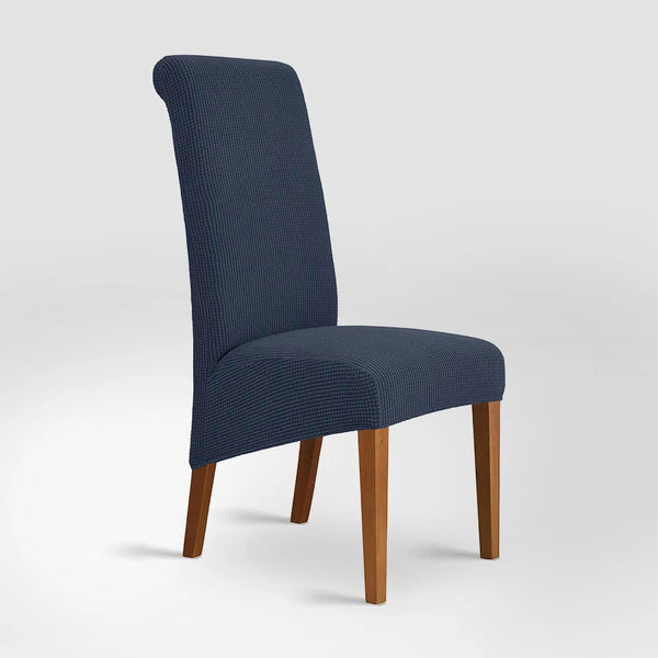 Housse de chaise XL en jacquard Amalia de couleur bleu marine