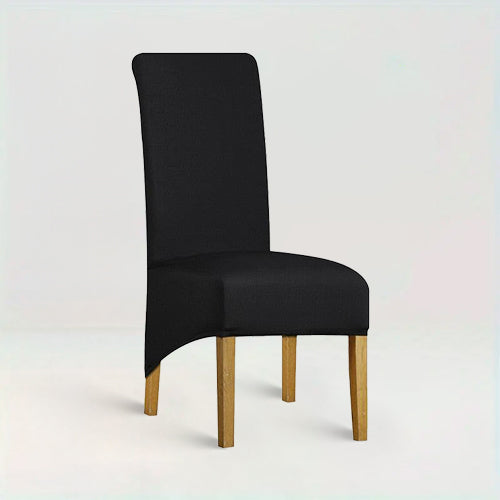 Housse de chaise XL - Lena de couleur Noir sur fond beige