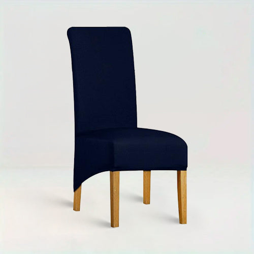 Housse de chaise XL - Lena de couleur Bleu marine sur fond beige