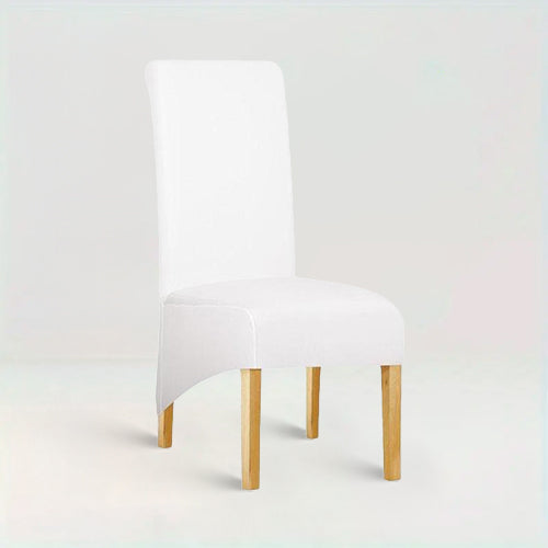 Housse de chaise XL - Lena de couleur Blanc sur fond beige