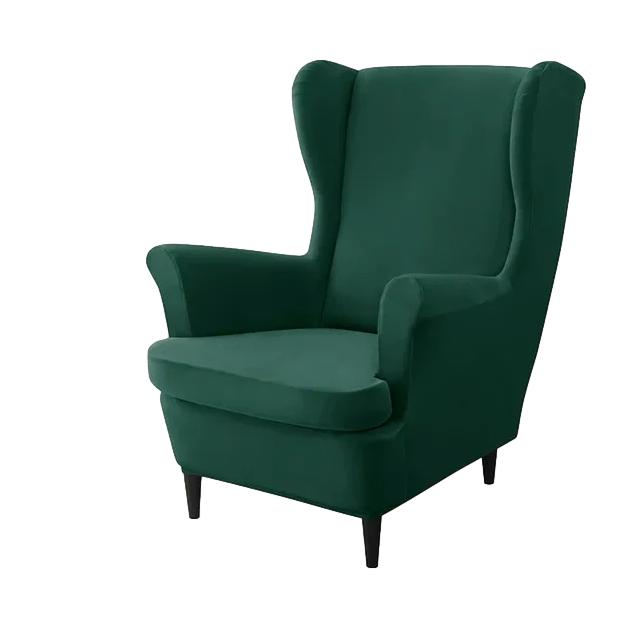 Housse de fauteuil à oreilles en velours Zina de couleur vert