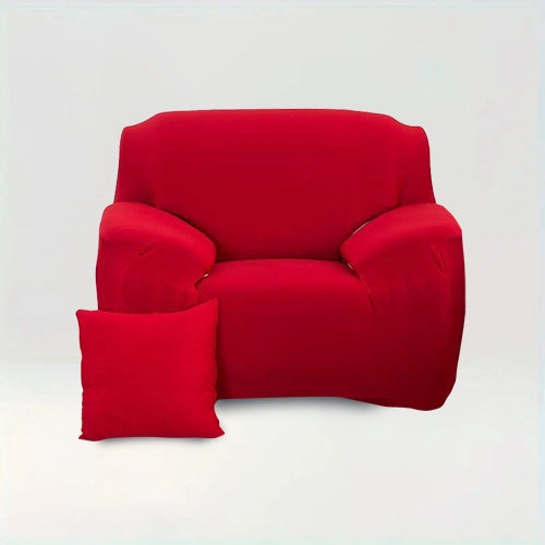 Housse de fauteuil Albane de couleur Rouge sur fond beige