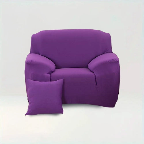 Housse de fauteuil Albane de couleur Violet sur fond beige