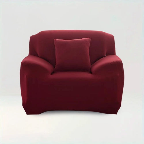 Housse de fauteuil Albane de couleur Bordeaux sur fond beige