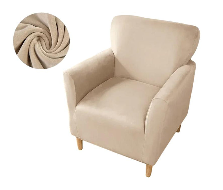 Housse de fauteuil club en velours Andrea de couleur beige