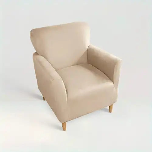 Housse de fauteuil club en velours Andrea de couleur beige sur fond beige