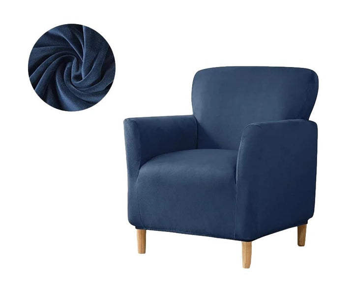 Housse de fauteuil club en velours Andrea de couleur bleu marine