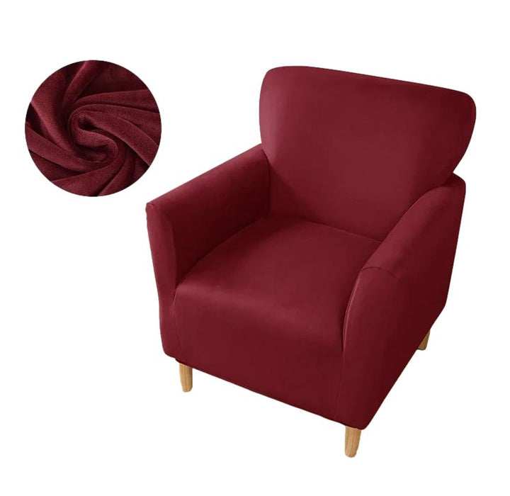 Housse de fauteuil club en velours Andrea de couleur bordeaux