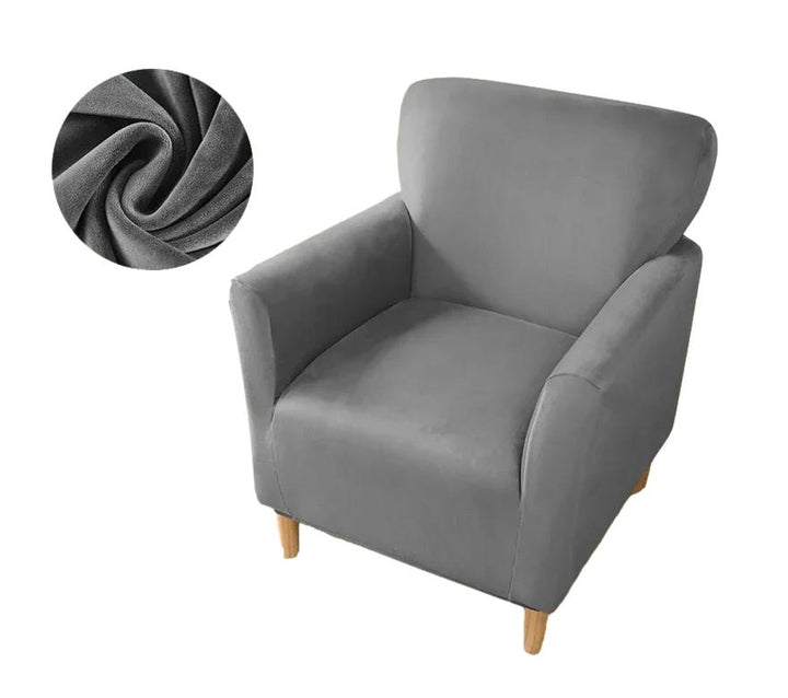 Housse de fauteuil club en velours Andrea de couleur gris