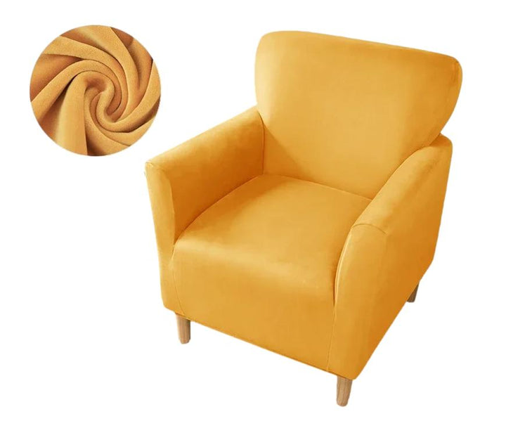 Housse de fauteuil club en velours Andrea de couleur jaune