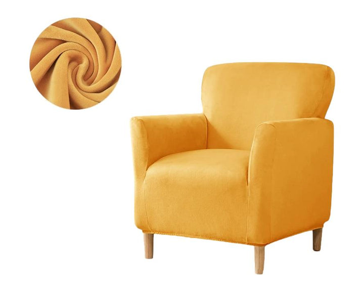 Housse de fauteuil club en velours Andrea de couleur jaune