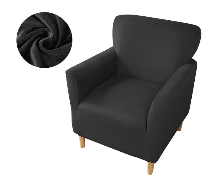 Housse de fauteuil club en velours Andrea de couleur noir