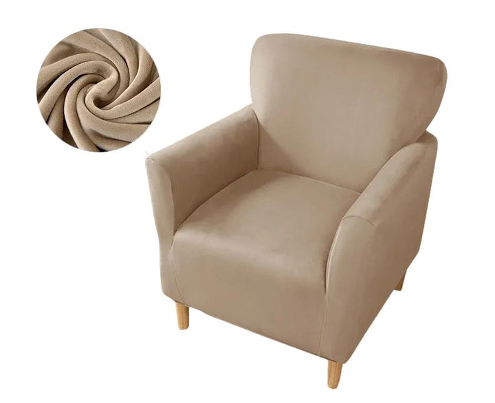 Housse de fauteuil club en velours Andrea de couleur taupe